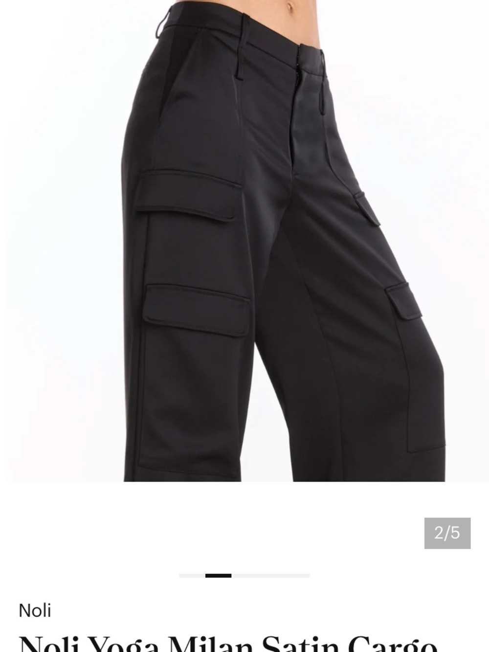 Noli Wide-Leg Satin Cargo Pants in Black Womens Size 6 - Picture 5 of 9